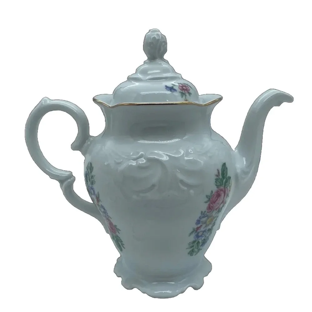 Wawel‎ Coffee /Tea Pot w/Lid White W/ Floral Pattern NW/OTs